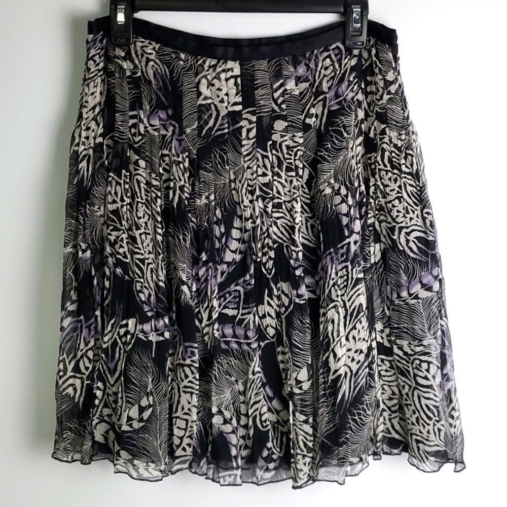 100% Silk Chiffon Pleated Midi Skirt Size 12
